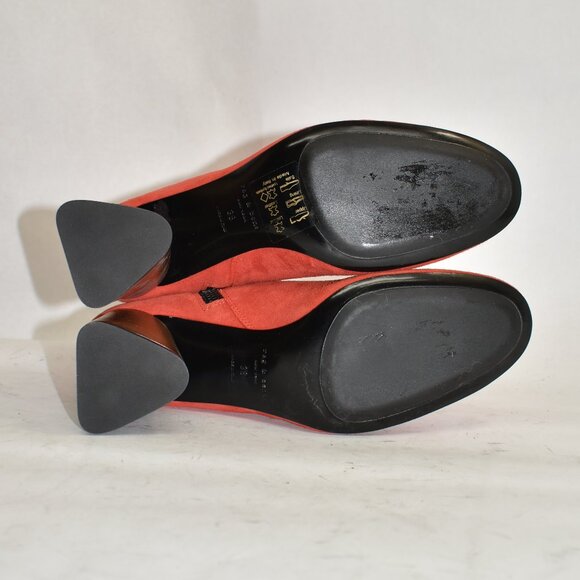 $575 RAG & BONE Fei Ankle Boot SUEDE RED FLARED BLOCK HEEL SOCK 38 (DC11) - Picture 7 of 8